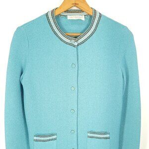 Vtg Kimberly Cardigan Sweater Women's 12 Blue Dacron Polyester GrandmaCore